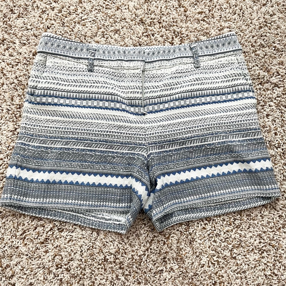Katherine Barclay Blue, White and Gray Patterned Shorts